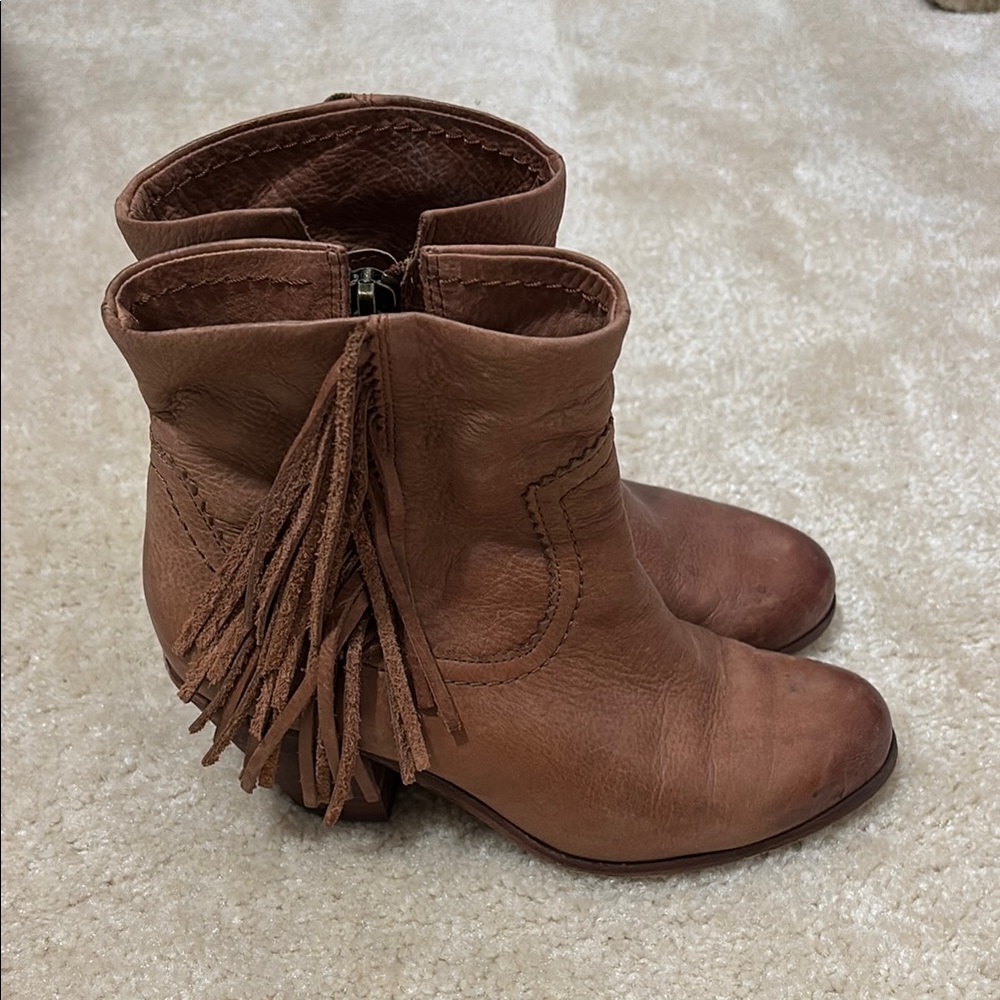 Fringe Leather Ankle Boots